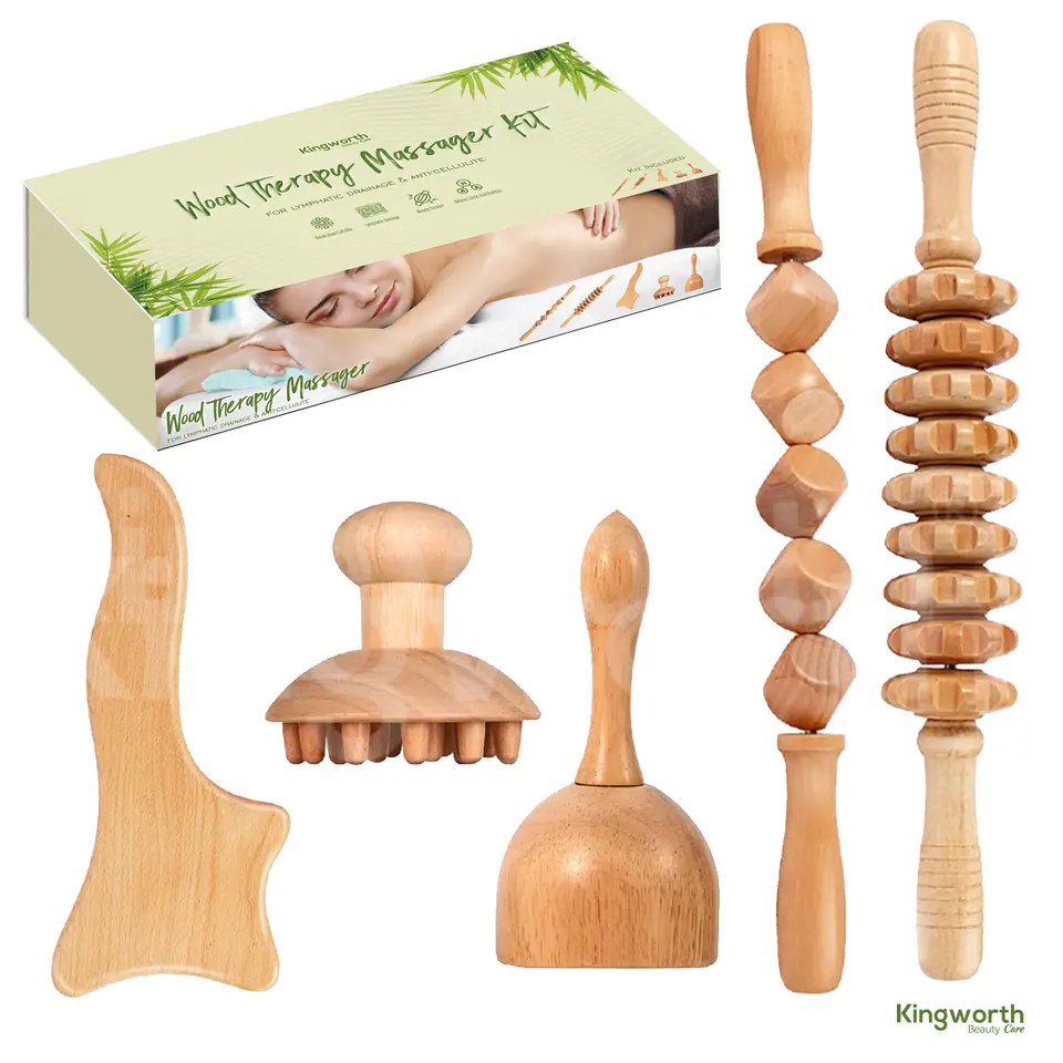 Professional Massager Kit Body Cupping Wood Therapy Massage Tools Set